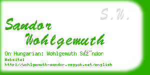 sandor wohlgemuth business card